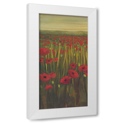 Red Poppies in Field I White Modern Wood Framed Art Print by Joy, Julie