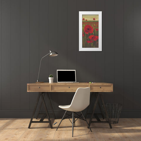 Red Poppies in Field II White Modern Wood Framed Art Print by Joy, Julie