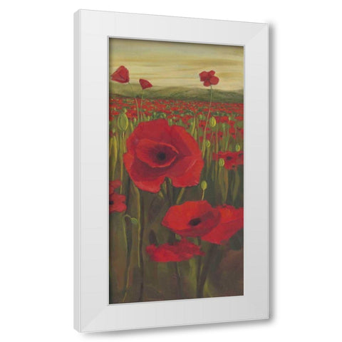 Red Poppies in Field II White Modern Wood Framed Art Print by Joy, Julie