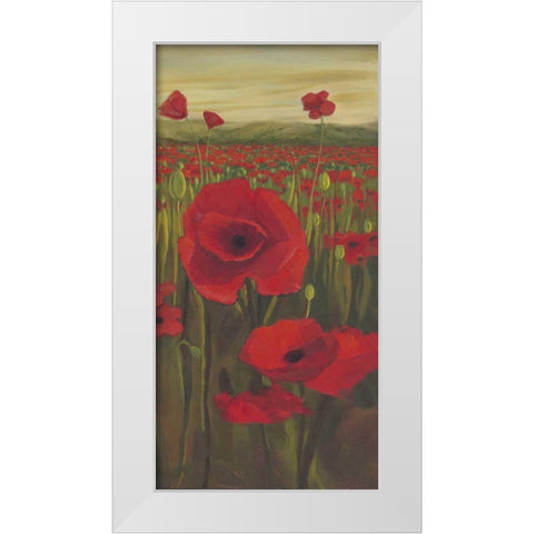 Red Poppies in Field II White Modern Wood Framed Art Print by Joy, Julie