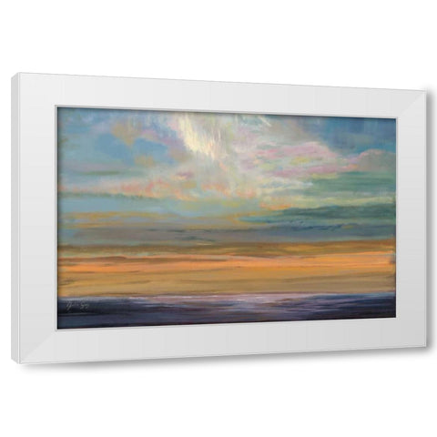 Distant Orange Light White Modern Wood Framed Art Print by Joy, Julie