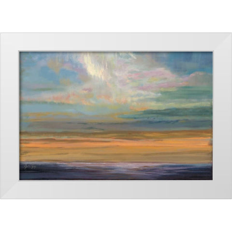 Distant Orange Light White Modern Wood Framed Art Print by Joy, Julie