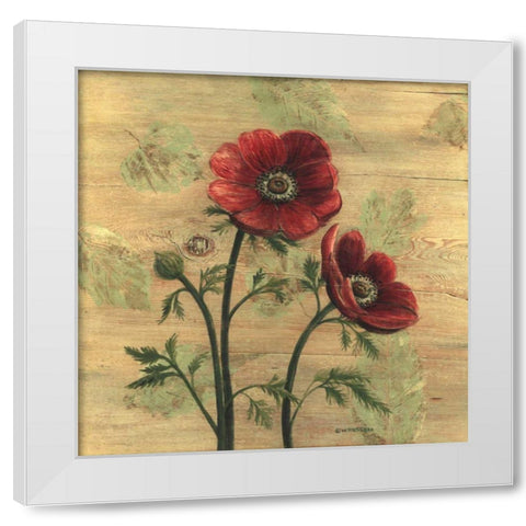 Anemone on Wood White Modern Wood Framed Art Print by Russell, Wendy
