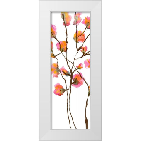 Inky Blossoms I White Modern Wood Framed Art Print by Velasquez, Deborah
