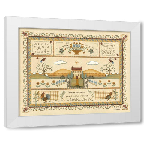 Garden Sampler I White Modern Wood Framed Art Print by Wendy Russell
