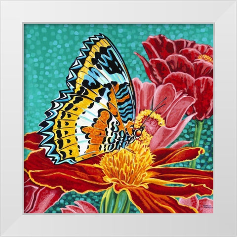 Poised Butterfly I White Modern Wood Framed Art Print by Vitaletti, Carolee