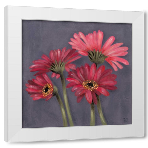 Gerbers on Grey I White Modern Wood Framed Art Print by Reynolds, Jade