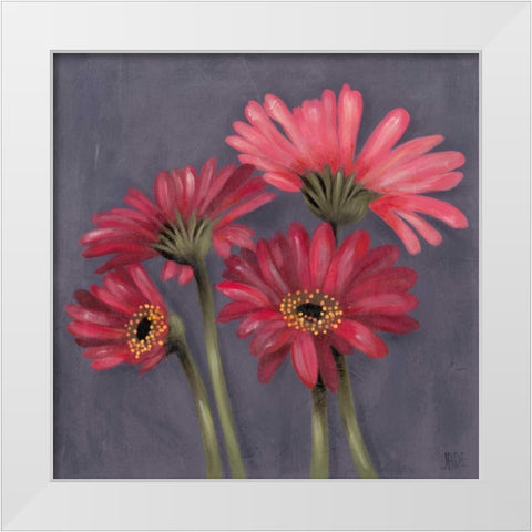 Gerbers on Grey I White Modern Wood Framed Art Print by Reynolds, Jade