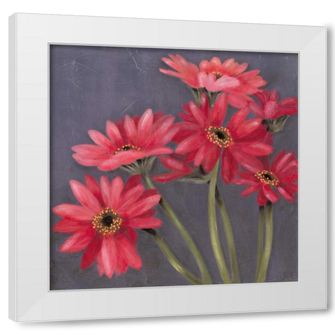 Gerbers on Grey II White Modern Wood Framed Art Print by Reynolds, Jade