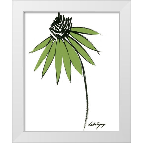 Graphic Cone Flower I White Modern Wood Framed Art Print by Velasquez, Deborah