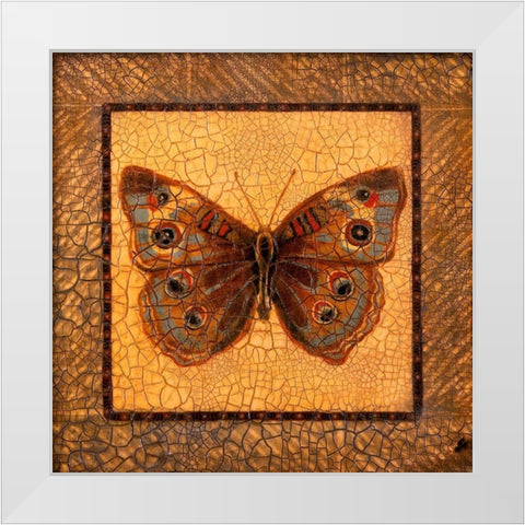 Crackled Butterfly - Buckeye White Modern Wood Framed Art Print by Russell, Wendy