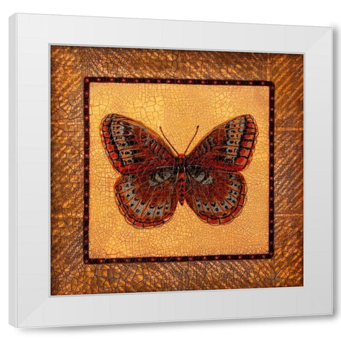 Crackled Butterfly - Fritillary White Modern Wood Framed Art Print by Russell, Wendy