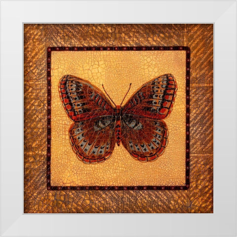 Crackled Butterfly - Fritillary White Modern Wood Framed Art Print by Russell, Wendy