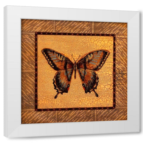 Crackled Butterfly - Swallowtail White Modern Wood Framed Art Print by Russell, Wendy