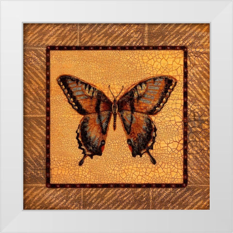 Crackled Butterfly - Swallowtail White Modern Wood Framed Art Print by Russell, Wendy