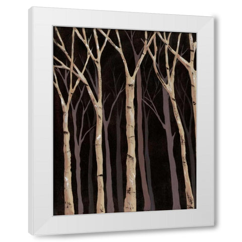 Midnight Birches I White Modern Wood Framed Art Print by Reynolds, Jade