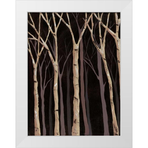 Midnight Birches I White Modern Wood Framed Art Print by Reynolds, Jade