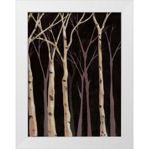 Midnight Birches II White Modern Wood Framed Art Print by Reynolds, Jade