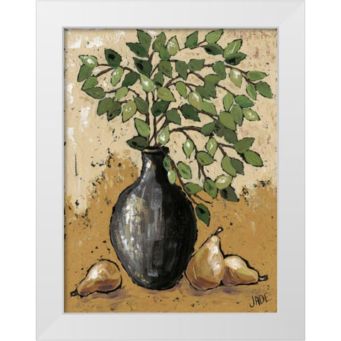 Leaves and Pears White Modern Wood Framed Art Print by Reynolds, Jade