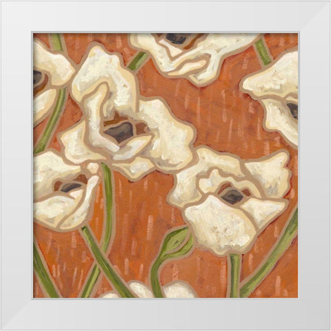 Persimmon Floral I White Modern Wood Framed Art Print by Deans, Karen