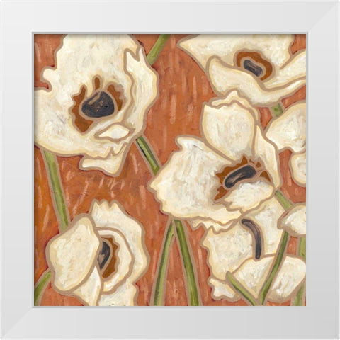 Persimmon Floral III White Modern Wood Framed Art Print by Deans, Karen