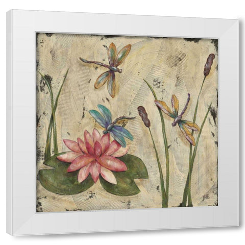 Dancing Dragonflies II White Modern Wood Framed Art Print by Reynolds, Jade