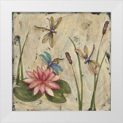 Dancing Dragonflies II White Modern Wood Framed Art Print by Reynolds, Jade