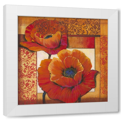 Poppy Pattern II White Modern Wood Framed Art Print by OToole, Tim