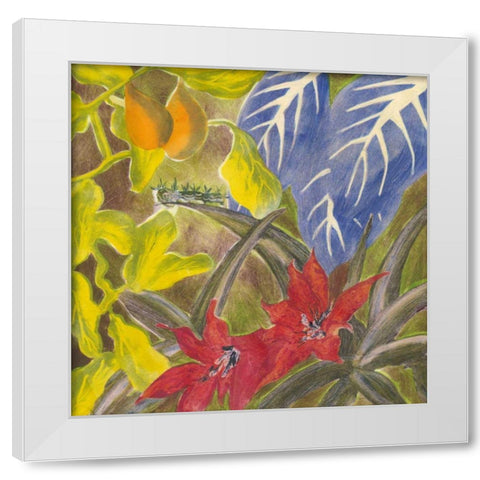 Tropical Monotype I White Modern Wood Framed Art Print by Roth, Carolyn