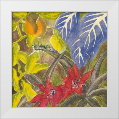 Tropical Monotype I White Modern Wood Framed Art Print by Roth, Carolyn