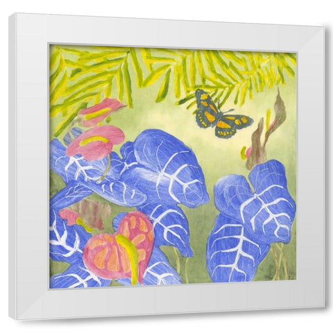Tropical Monotype III White Modern Wood Framed Art Print by Roth, Carolyn