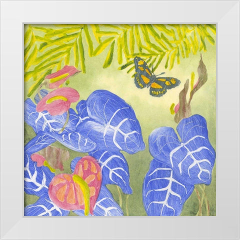 Tropical Monotype III White Modern Wood Framed Art Print by Roth, Carolyn