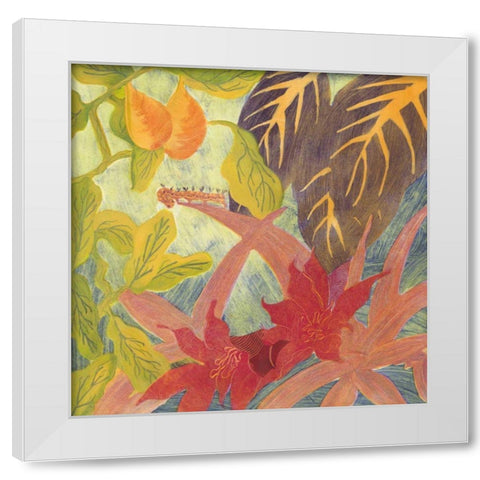 Tropical Monotype IV White Modern Wood Framed Art Print by Roth, Carolyn