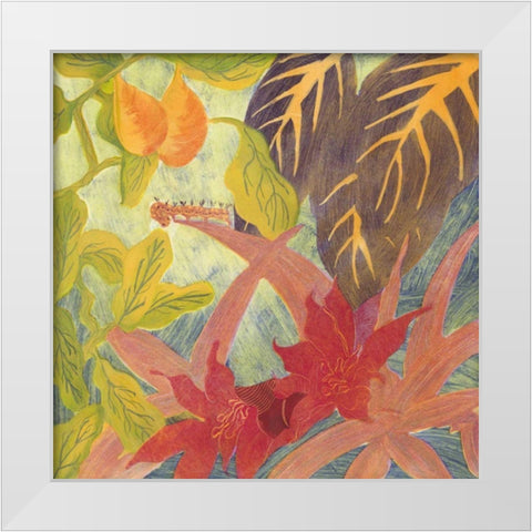 Tropical Monotype IV White Modern Wood Framed Art Print by Roth, Carolyn