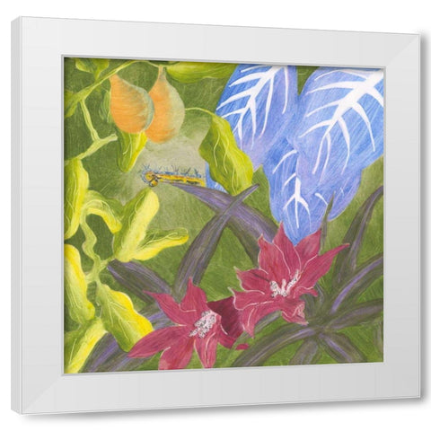 Tropical Monotype V White Modern Wood Framed Art Print by Roth, Carolyn
