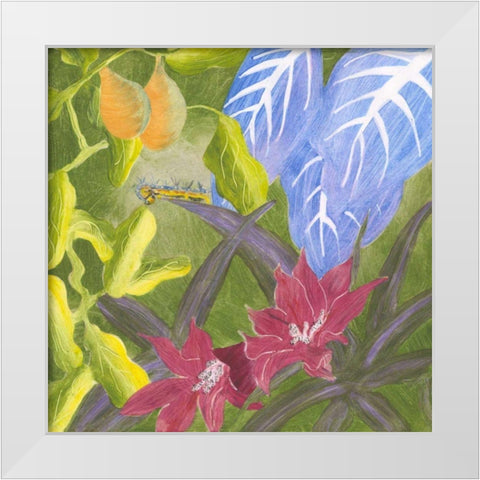 Tropical Monotype V White Modern Wood Framed Art Print by Roth, Carolyn