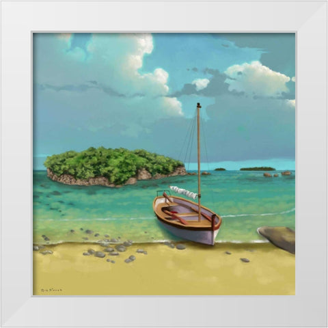Sailing Serenity I White Modern Wood Framed Art Print by Novak, Rick