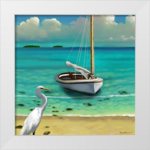Sailing Serenity IV White Modern Wood Framed Art Print by Novak, Rick