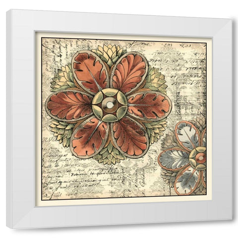 Vintage Rosette I White Modern Wood Framed Art Print by Vision Studio