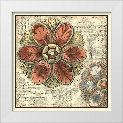 Vintage Rosette I White Modern Wood Framed Art Print by Vision Studio