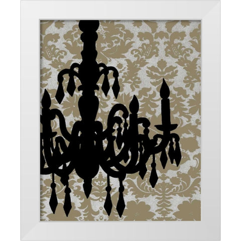 Chandelier Silhouette II White Modern Wood Framed Art Print by Harper, Ethan