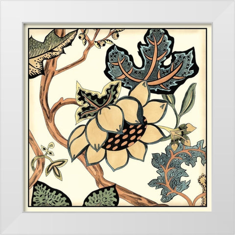 Jacobean Tile IV White Modern Wood Framed Art Print by Zarris, Chariklia