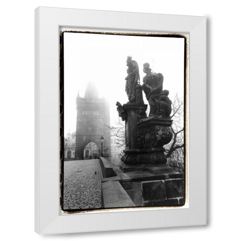 Charles Bridge in Morning Fog II White Modern Wood Framed Art Print by DeNardo, Laura