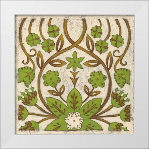 Lotus Tapestry I White Modern Wood Framed Art Print by Zarris, Chariklia