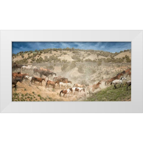 Moving the Herd White Modern Wood Framed Art Print by PHBurchett