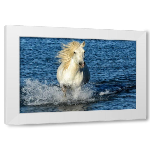Blue Sea White Modern Wood Framed Art Print by PHBurchett