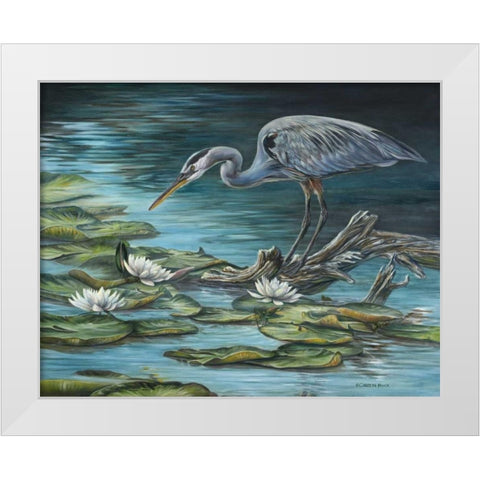Heron Haven White Modern Wood Framed Art Print by Mock, Carolyn