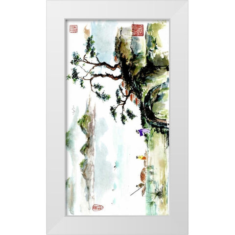 The Greeting White Modern Wood Framed Art Print by Rae, Nan