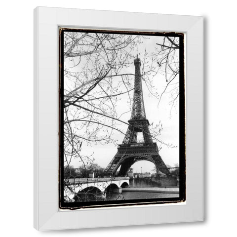 Eiffel Tower Along The Seine River White Modern Wood Framed Art Print by DeNardo, Laura