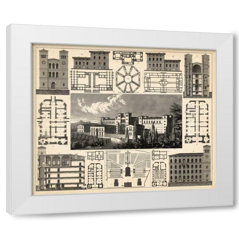 Antique City Plan III White Modern Wood Framed Art Print by Vision Studio